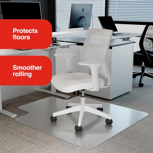 Staples Clear Office Chair Mat with Lip for Flat-Pile Carpet 45 x 53 inches - GREENGUARD Gold Certified