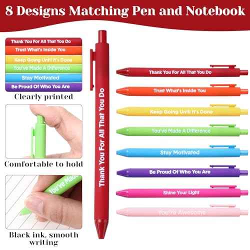 96 Pcs Inspirational Gifts Set 48 Spiral Notebooks with Motivational Quotes and 48 Matching Pens Team Appreciation Gifts for Employees, Teachers, School Office Supplies and Prizes