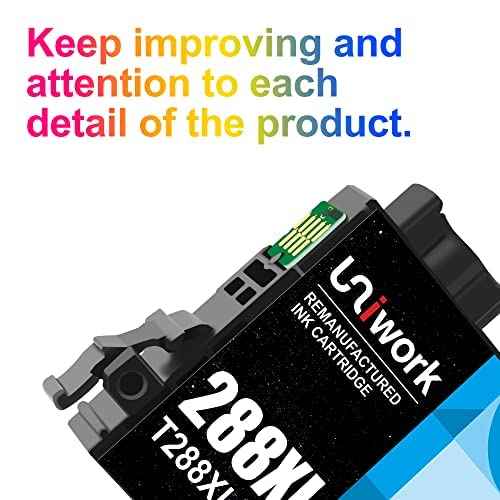 Uniwork 288XL Ink Cartridges Remanufactured for Epson 288 Ink Cartridges Combo Pack High Yield to use with XP-440 XP-330 XP-340 XP-430 XP-446 XP-434 Printer (4 Pack, T288 T288XL with Latest Chip)