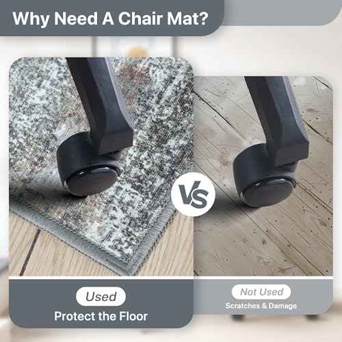 Office Chair Mat for Hardwood Tile Floor, Abstract 36"X 48" Desk Mats for Office Chair on Rolling Chairs Carpet, Desk Anti-Slip 1/5" Thick Rug for Computer Chair, Thin Low-Pile Floor Mat, Dark Gray