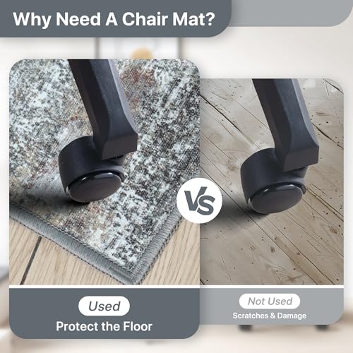 Office Chair Mat for Hardwood Floor Abstract 36x48 Dark Gray - BESBLEE