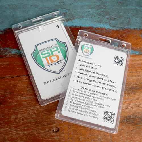 3 Pack - Crystal Clear Heavy Duty Badge Holder - Vertical Hard Plastic ID Badge Holder for Badges - Rigid Case Single I'd Protector Access Card Holder for Lanyards, Clips & Reels by Specialist ID