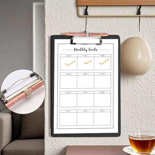 clipboards with pen holder, plastic A4 letter size 6 pack – holds 100 sheets
