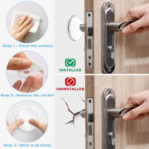 JZWBLILY Clear 2-Inch Wall Door Knob Protectors 6 Pack Self-Adhesive Door Wall Bumpers