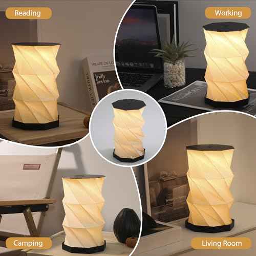Ba sus Rotatable Metal Desk Lamp, USB Rechargeable Dimmable Reading Light with Metal Cover, Stepless Dimming by Long Press, for Study Desk, Bedroom Decor, Camping Outdoor Lighting (Black)