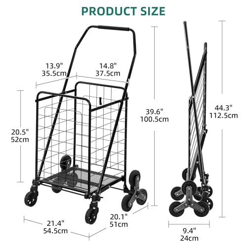 YITAHOME Folding Stair Climber Cart, 360¡Æ Swivel Wheels & Tri-Wheel Design, Heavy Duty Utility Cart for Shopping, Laundry, Travel & Stairs, Ideal for Seniors