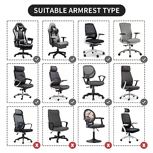 FORCHEER Black Chair Armrest Covers 2 Pack – Water-Resistant Stretch Jacquard, Fits 8-13in Armrests, Easy-Care