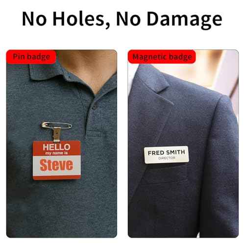 5 Pack Name Tag Magnets with 3 Neodymium Magnets & 3M Adhesive Backing for ID Badge Holders on Uniform Jackets (Black)