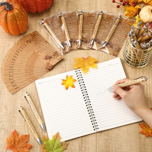 Epakh 100 Sets Thanksgiving Gifts Bulk, Fall Pens with Greeting Cards, Fall Party Favors for Adults, Friendsgiving Party Favors, Thanksgiving Gifts for Coworker, Teacher, Employee, Office (Retro)