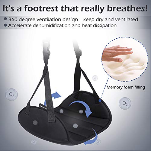 Extra Large Upgraded Airplane Foot Rest with Memory Foam – Angemay Travel Hammock for Long Flights