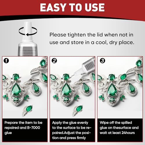 Navona 10 Pack 15ml B7000 Rhinestone Glue with Precision Tips - Clear Multi-Purpose Craft & Jewelry Adhesive