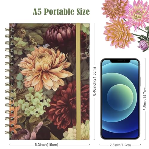OMEYA Spiral Notebook, 4 Pack A5 Lined Journal for Women, Hardcover Spiral Journal with 2 Pockets, College Ruled Notebooks, Cute Notebook for Office, School Supplies, Gifts (160 Pages, 6.3" x 8.46")
