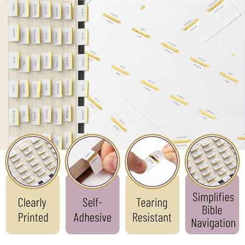 Mr. Pen- Mini Bible Tabs, 90 pcs, White with Gold Edge, Laminated Bible Tabs for Women and Men