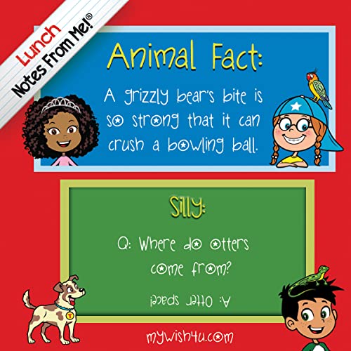Notes From Me! Animal Facts & Sillies Lunch Box Notes for Kids, Fun & Motivational, Summer Camp & Back to School, 101 pcs