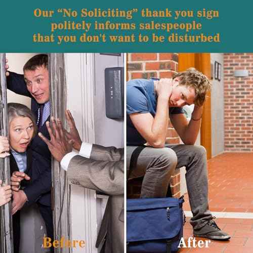 Small No Soliciting Sign for House,6 Pcs No Soliciting Sign,with Glow in The Dark Stickers,Tiny Size Perfect for Video Doorbell,Compatible with Most Doorbells