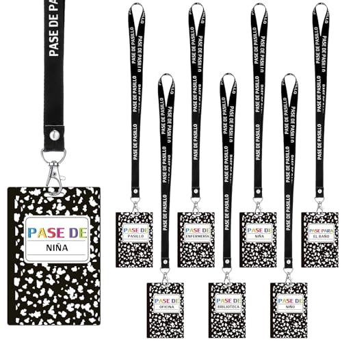 14-Pack PVC Hall Pass Lanyards with Bathroom Passes for Schools & Offices