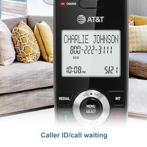 AT&T GL2101-2 DECT 6.0 2-Handset Cordless Home Phone with Call Block, Caller ID, Full-Duplex Handset Speakerphone, 2" White Backlit Display, Lighted Keypad (Graphite & Black)