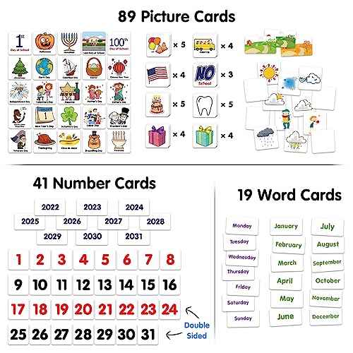 Godery Calendar and Weather Pocket Chart with 149 Cards, Kids Calendar for Classroom or Homeschool,Preschool Learning Activities Supplies, Kindergarten Must Haves (Blue)
