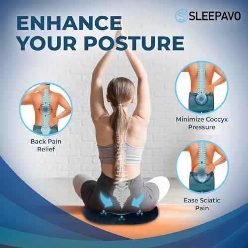 Sleepavo Butt Donut Pillow for Tailbone Pain Relief Cushion - Hemorrhoid Pillows - Sitting Butt Pillow for Office Chair, Travel, Car, Coccyx, Sciatica, Postpartum Pregnancy Sitting Donut Seat Cushion