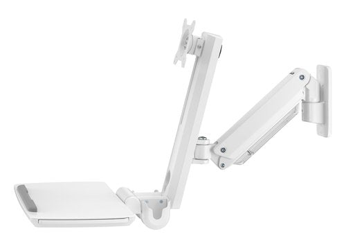 Mount Plus MED02 Medical Wall Mount Workstation with Folding Keyboard Tray | Large Sliding Mouse Pad | Height Adjustment Space Save Folding Design for 17"-35" Screen | Scanner Holder