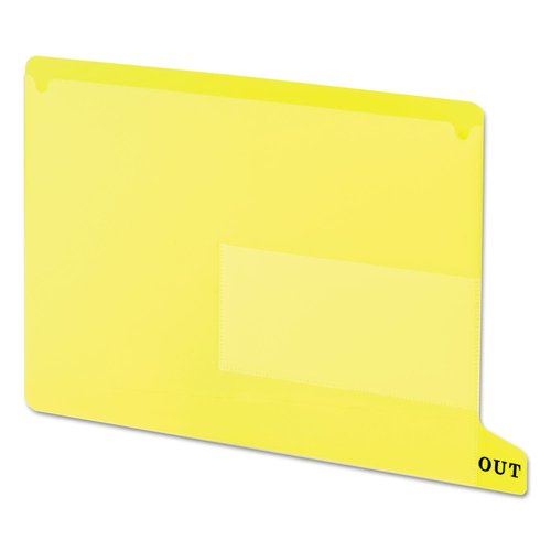 Smead End Tab Poly Out Guide, Two Pocket, Bottom Position Tab, Letter Size, Yellow, 25 per Box (61956)