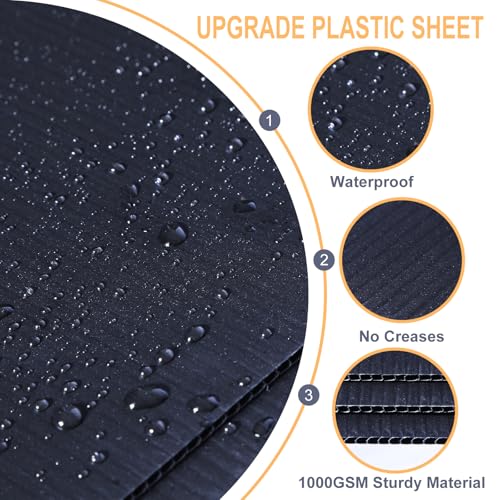 4 Pack 24" x 36" Black Corrugated Plastic Sheets, Thick Blank Poster Boards, Double-Sided Coroplast Yard Signs for Garage Sale, Yard Sale, Warning, Party Decor, Crafts, and More