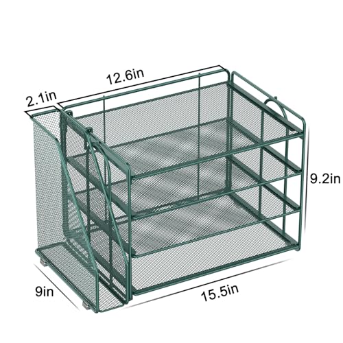 Spacrea Dark Green 4-Tier Desktop Paper Organizer with File Storage