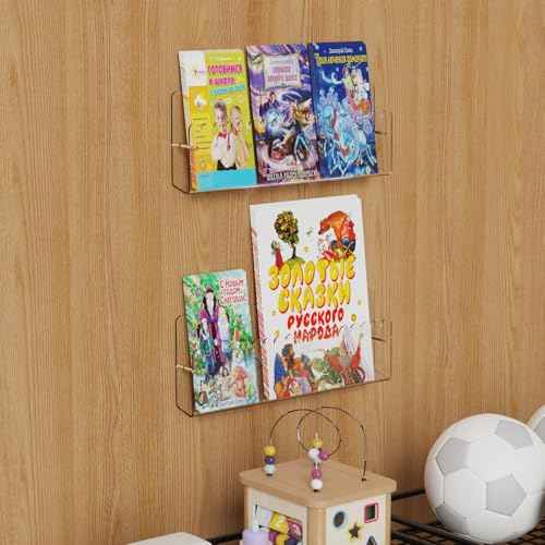 Brochure Holder Wall Mount, 2 Pack Acrylic Modular Flyer with Adjustable Magnetic Golden Bolt, Wavy Lace Pamphlet Display Stand for Organizer Trifold Flyer, Document, Leaflet, 3 Slots