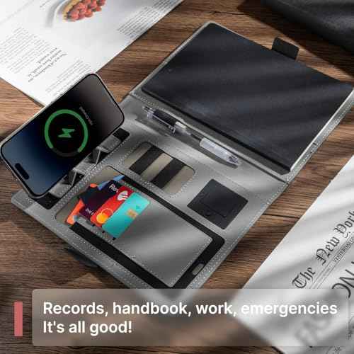 High Performance Planner Professional Notebook with Built-in Power Bank & Wireless Charger Work Planner Organizer Notebook for Men and Women Work Binder for Personal Organization