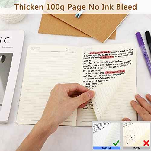 EUSOAR Notebooks College Ruled, 48pcs A5 5.5"x8.3" 60 Pages Soft Cover Kraft Lined Subject Journal Notebooks, Writing Note Pads Sketchbook Memo Composition,for School Office College Work Note Taking