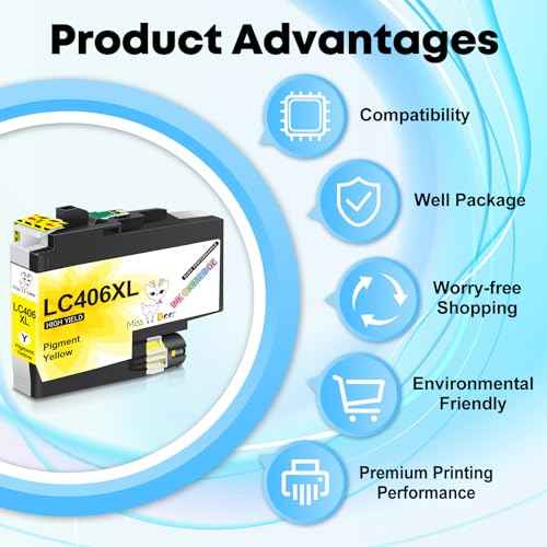 Miss DeerLC406XL High Yield Ink Cartridges, Replacement for Brother LC406XL LC406 Work for MFC-J4335DW MFC-J4535DW MFC-J5855DW MFC-J6555DW MFC-J6955DW Printer(BK/C/My)