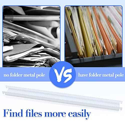 Patelai 12 Pcs Lateral Front to Back File Bar Rails Hanging File Cabinet Rails Stainless Steel Drawer Inserts for Sides Letter Size Folders Office Home, White 15.76 Inches Long