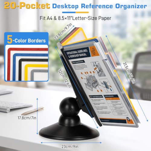 10‑Pocket Desktop Document Organizer with Rotatable Base - LuoVoy