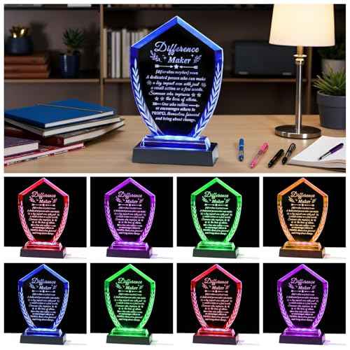Difference Maker Gift for Women Men - Laser Engraved Crystal Definition Plaque, Inspirational Office Desk Decor for Teacher Nurse Mentor Boss, Appreciation Gifts for Retirement Promotion Recognition