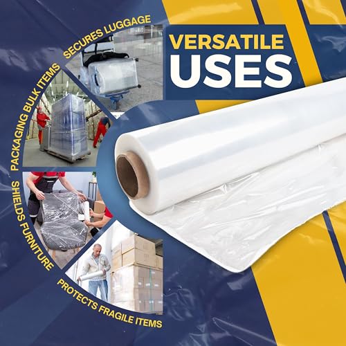 Rockin Rolls 18" x 1500 FT Clear Stretch Film Shrink Wrap - 4 Rolls, Heavy Duty, Recyclable