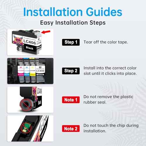 8-Pack LC406 Ink Cartridges for Brother LC-406 LC406XL Work for MFC-J4335DW MFC-J4345DW MFC-J4535DW Printer (BK/C/M/Y x2)