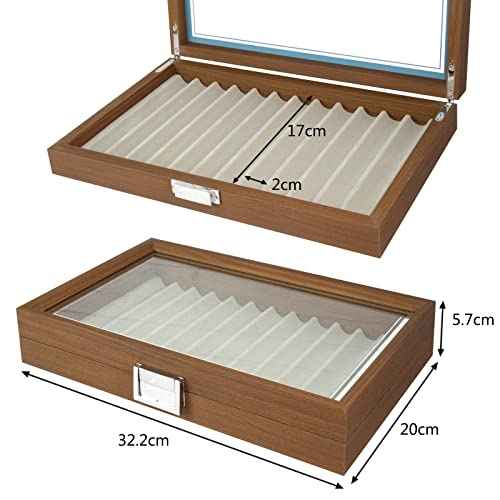 Wood Pen Display Case 12 Pen Organizer Box Pen Storage Collector Organizer Box With Glass Window Pen Fountain Collection Display Case£¨Black Walnut£©