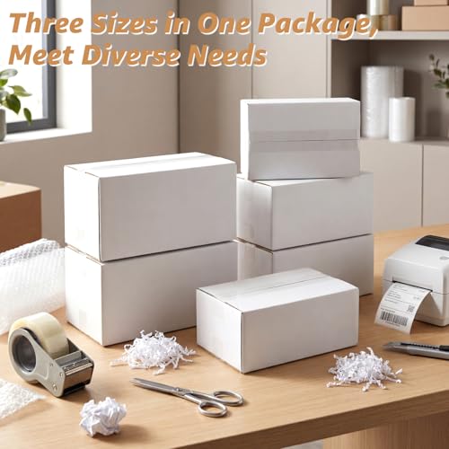 EXYGLO 30 Pack Assorted White Shipping Boxes 9x6x4, 10x7x5, 11x6x6 Inch