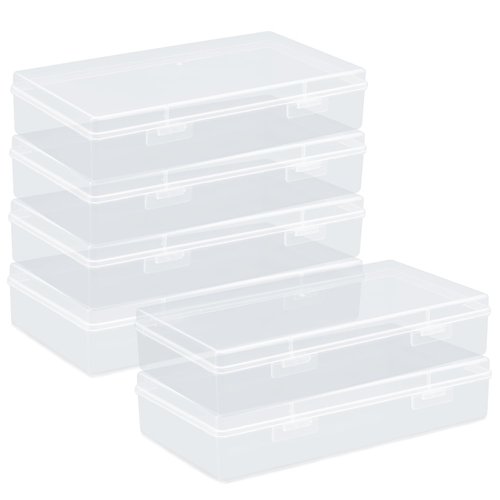 Coobbar File Portable Project Case,6 Pack Plastic Storage Box Scrapbook Paper Storage Boxes Documents Magazines Holder,Plastic File Case A4 Paper Case (7.7 x 4.1 x 1.6 Inches)