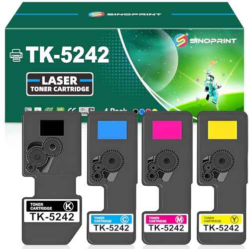 TK5242 TK-5242 Toner Cartridge Replacement for Kyocera TK-5242K TK-5242C TK-5242M TK-5242Y 1T02R70US0 1T02R7CUS0 1T02R7BUS0 1T02R7AUS0 for ECOSYS P5026cdn P5026cdw M5526cdw M5526cdn 4 Packs