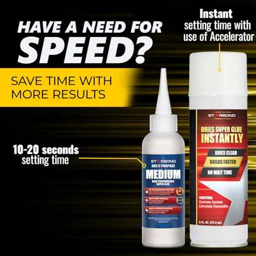 Starbond 4 oz Medium CA Glue with 6 oz Activator Bundle, Premium Cyanoacrylate Super Glue, for Quick Repair, Woodworking, Woodturning, Hobby Models