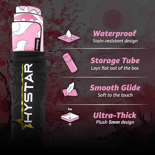 Hystar¢ç Extended Gaming Mouse Pad | XXL 36" x 16" | 5mm Thick, Waterproof Surface, Smooth Polyester Fabric, and Natural Rubber Base | Kawaii Wave