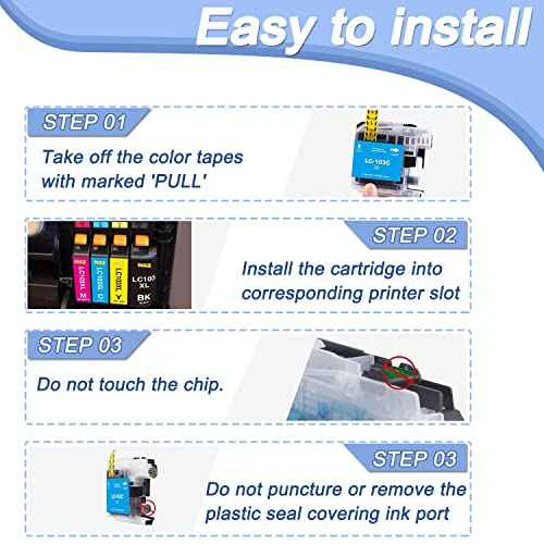 HGZ LC103XL Compatible Ink Cartridges Replaccement for Brother LC103XL LC103 LC101XL LC101 work for MFC-J870DW MFC-J6920DW MFC-J6520DW MFC-J450DW MFC-J470DW Printer (8BK, 4C, 4M, 4Y, 20-Pack)