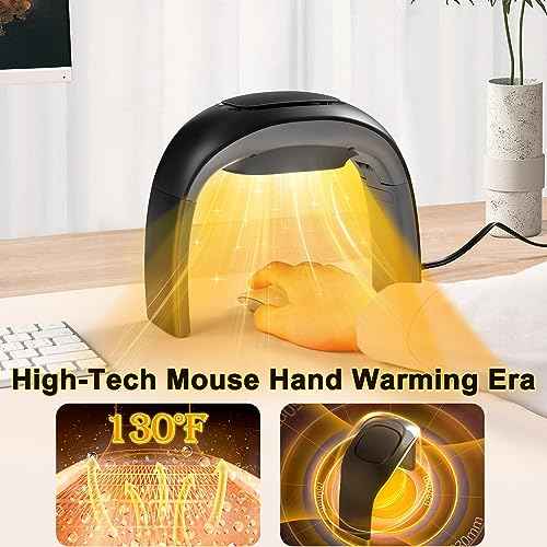 Desk Mouse Pad Hand Warmer Super Quiet, 110v 100w Heated Mouse Pad Hand Warmer, Personal Desk Heater Energy Efficient Ceramic Office with Thermostat Low Wattage - Black