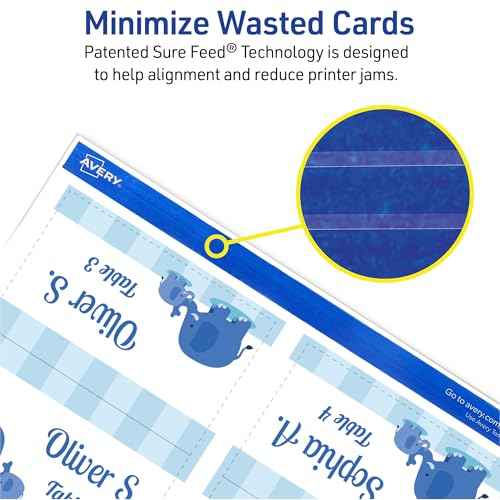 Avery Printable Tent Cards with Sure Feed Technology, 2" x 3.5", Matte White, 2-Pack, Total of 320 Blank Place Cards for Laser or Inkjet Printers (5812)