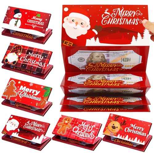 12 Pack/72 Slots Christmas Money Holders Bulk with Envelopes Money Gift Cards Book Gift Card Booklet for Surprise Christmas Gifts Card Cash Gift Holders Xmas Party Supplies (Classical)