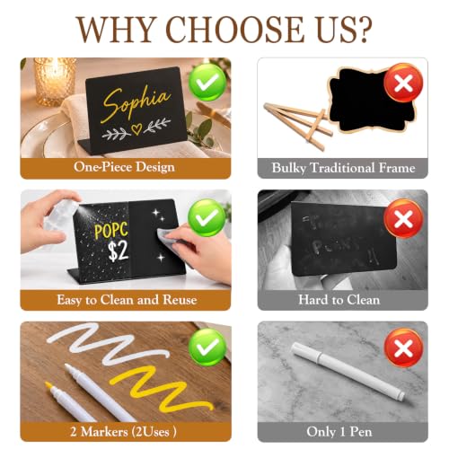 PigPotParty 12 Pcs Indoor Plastic Food Labels for Buffet - 4x3" Mini Chalkboard Signs