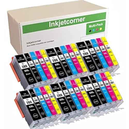 Inkjetcorner Compatible Ink Cartridges Replacement for PGI-280XXL CLI-281XXL PGI 280 XXL CLI 281 for use with TR8620a TR8622a TS9520a TS9521Ca TS702a TR8620 TR8622 TS6320 TR8520 (30-Pack)