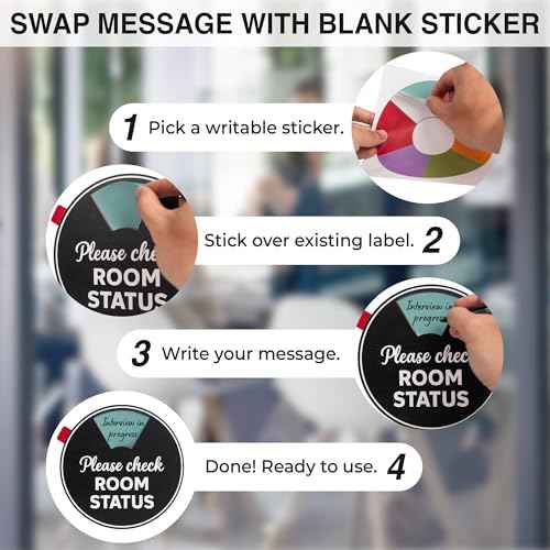 Office Door Sign Decor 6 in 1 Rotating, In A Meeting/Do Not Disturb/Please Knock/Work From Home/Back Soon/Out Of Office Supplies Sign For Door, Available And Away Wheel Spinner (Tape & Magnetic)