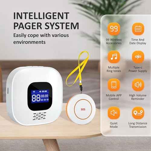 VOCA Smart WiFi Wireless SOS Pager System | Caregiver Call Button & Emergency Alert Watch | Panic Button Alarm for Elderly, Seniors, Patients, Disabled | 2.4G WiFi | 1 Receiver + 2 Call Buttons